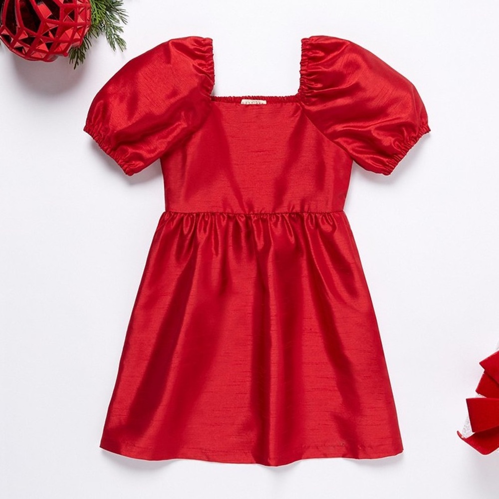Copper Key Margo Taffeta Puff Sleeve Dress Girl's 2T Red Christmas Party NWT‎